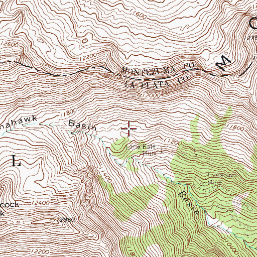 Topographic Map of White Diamond Tunnel Mine, CO