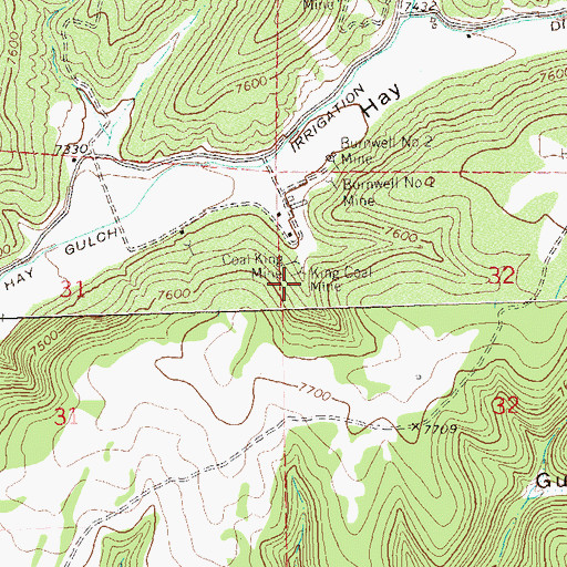 Topographic Map of King Mine, CO