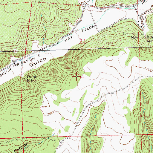 Topographic Map of Wheeler Mine, CO