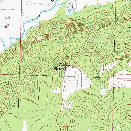 Topographic Map of Old Baldy, CO