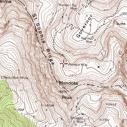 Topographic Map of Humboldt Mine, CO
