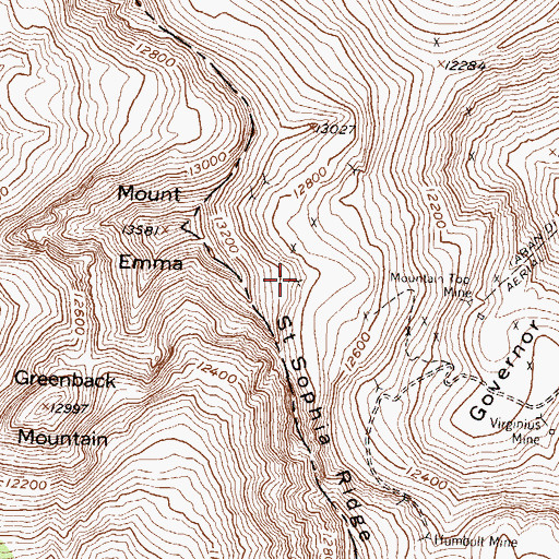 Topographic Map of Mountain Queen Mine, CO