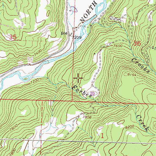 Topographic Map of Crooks Creek, CO