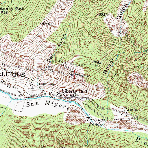 Topographic Map of Allegheny Mine, CO