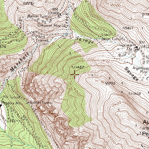 Topographic Map of Eldorado Tunnel Mine, CO