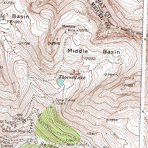 Topographic Map of Fortuna Mine, CO