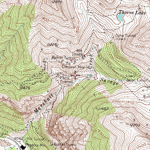 Topographic Map of Hermit Mine, CO
