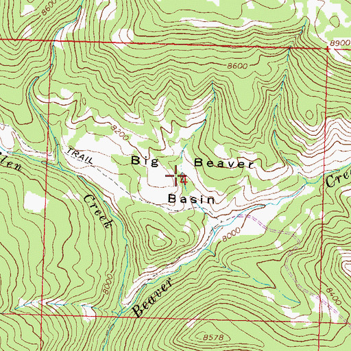 Topographic Map of Big Beaver Basin, CO