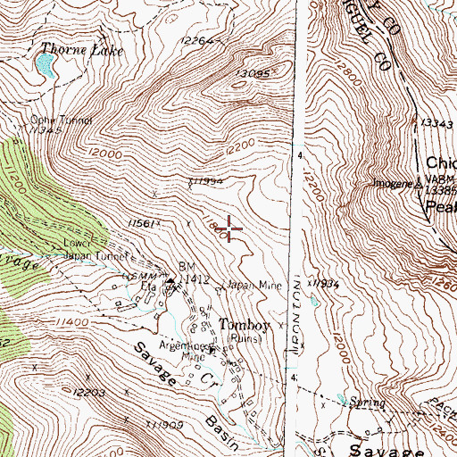 Topographic Map of Lower Columbia Mine, CO