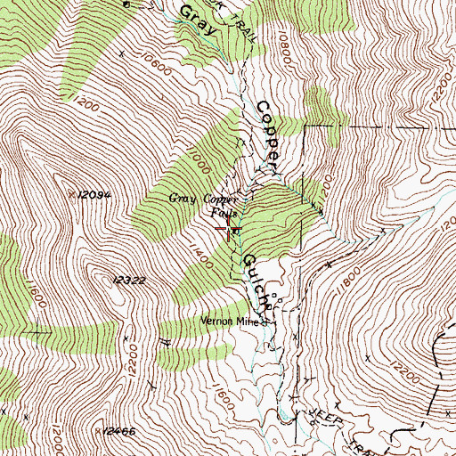 Topographic Map of Gray Copper Falls Mine, CO