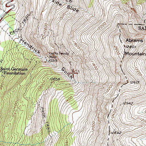 Topographic Map of Guadaloupe Mine, CO