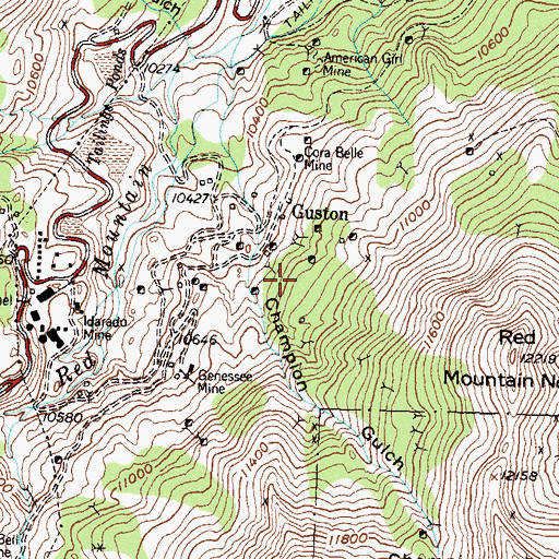 Topographic Map of Guston Number Five Mine, CO