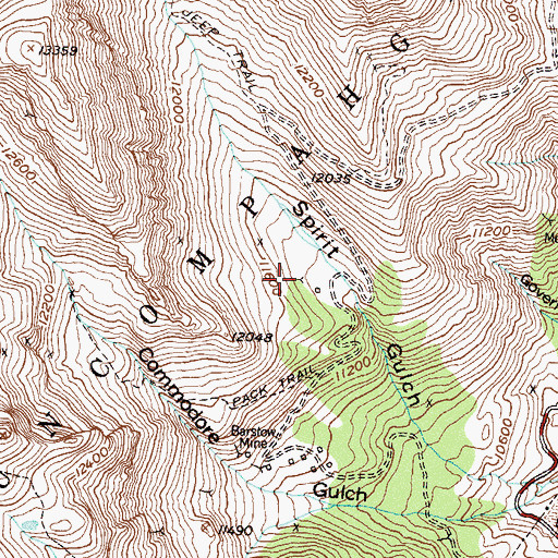 Topographic Map of Imogene Tunnel Mine, CO
