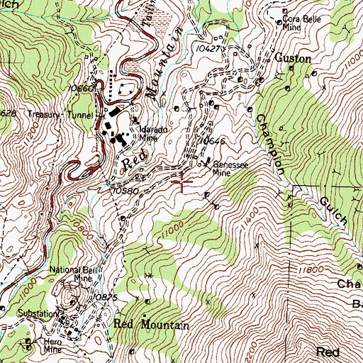 Topographic Map of Knox Shaft Mine, CO