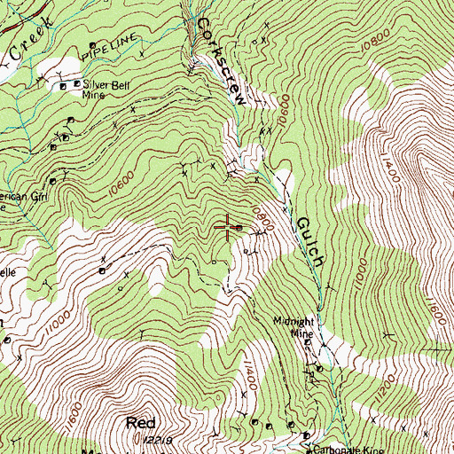 Topographic Map of Monas Queen Mine, CO