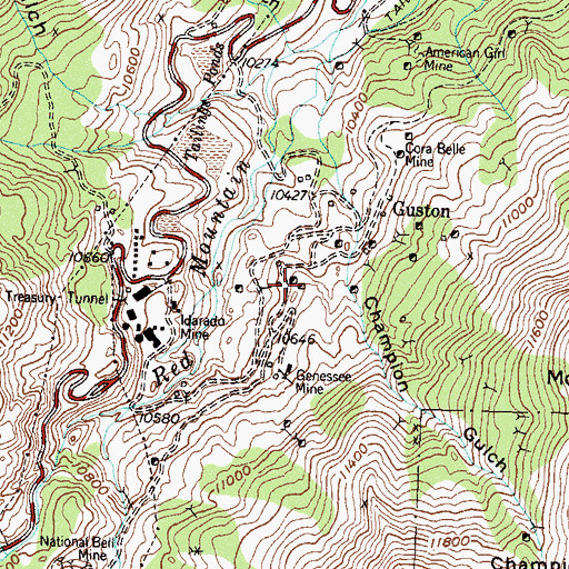 Topographic Map of Orphan Boy Mine, CO