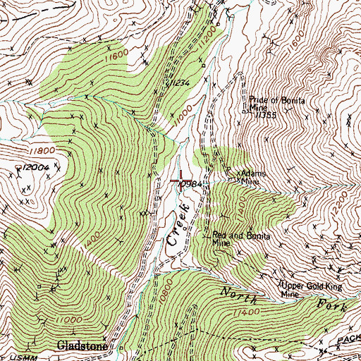 Topographic Map of Pittsburgh Mine, CO