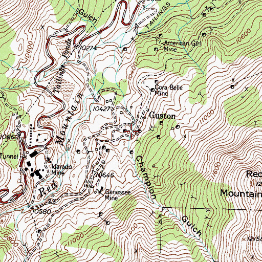 Topographic Map of Robinson Mine, CO