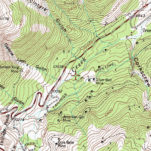 Topographic Map of San Bernadino Mine, CO
