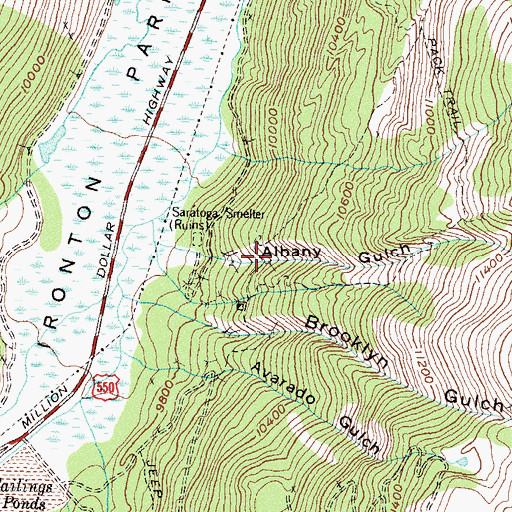 Topographic Map of Saratoga Mine, CO