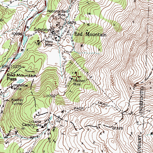 Topographic Map of Saint Lawrence Mine, CO