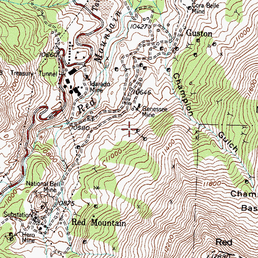 Topographic Map of Vanderbilt Mine, CO