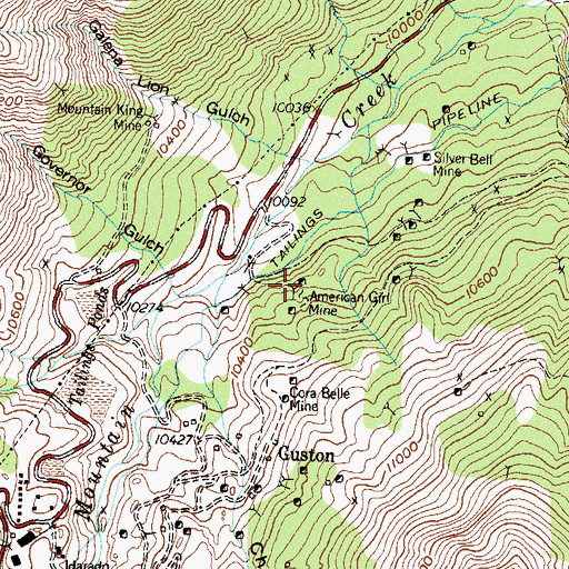 Topographic Map of White Cloud Mine, CO
