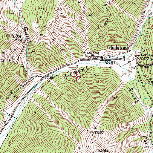 Topographic Map of Dawn of Day Mine, CO