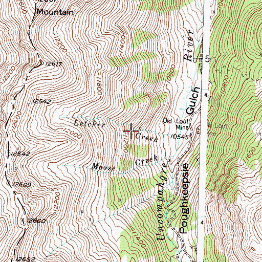 Topographic Map of Free Gold Mine, CO