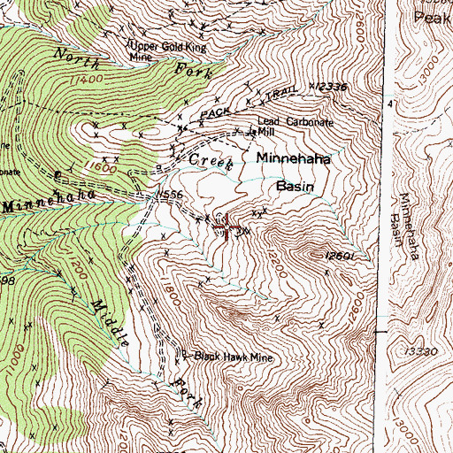 Topographic Map of Minnehaha Mine, CO