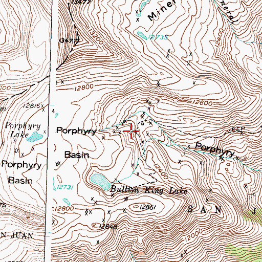 Topographic Map of Porphyry Basin Mine, CO