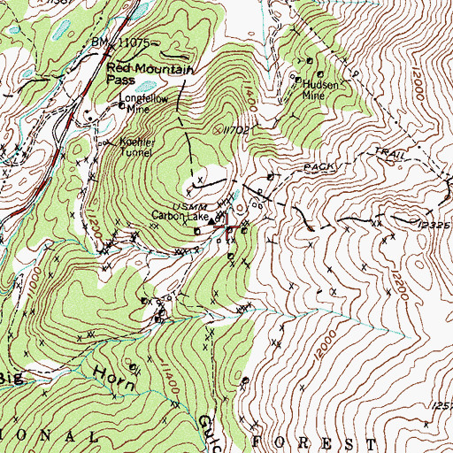 Topographic Map of Carbon Lake Mine, CO