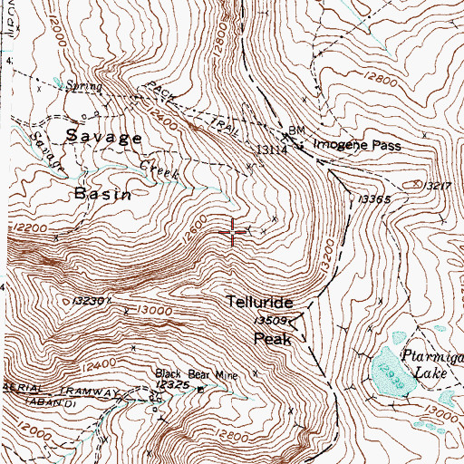 Topographic Map of Ajax Mine, CO