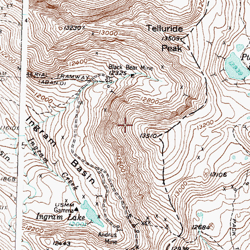 Topographic Map of Lower White Bear Mine, CO