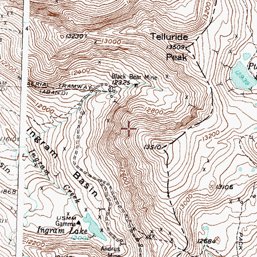 Topographic Map of Upper Chieftain Mine, CO