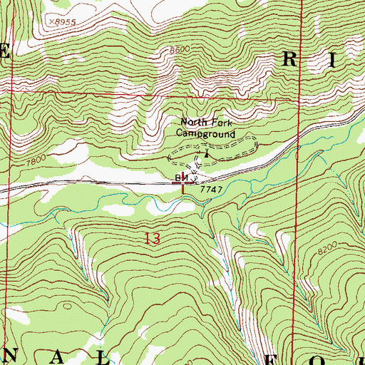 Topographic Map of North Fork Campground, CO