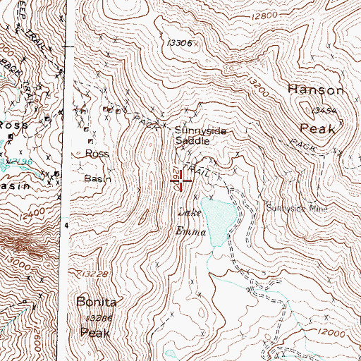 Topographic Map of Belle Creole Mine, CO