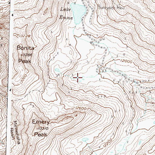 Topographic Map of Ben Franklin Mine, CO