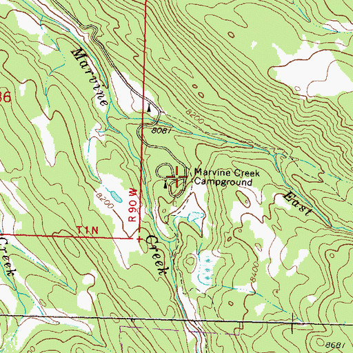 Topographic Map of Marvine Creek Campground, CO