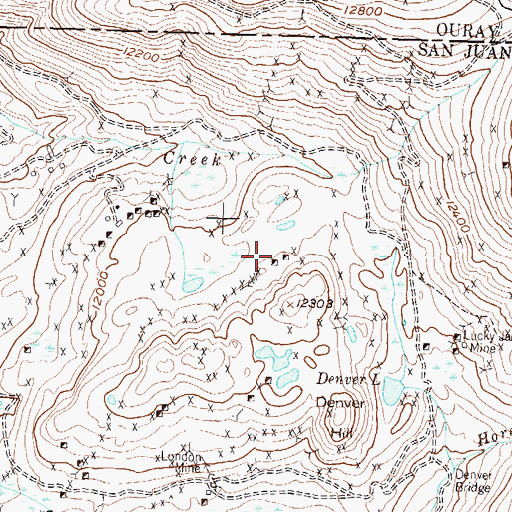 Topographic Map of Great American Mine, CO