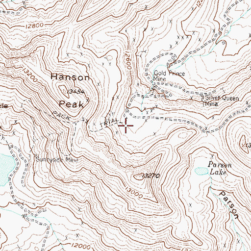 Topographic Map of Hidden Treasure Mine, CO