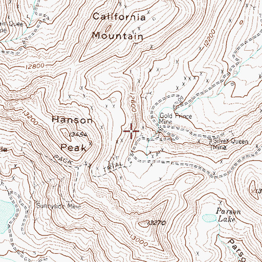 Topographic Map of Mastodon Mine, CO