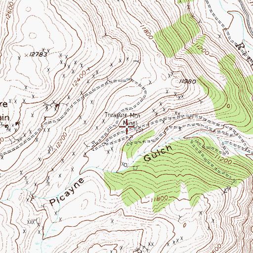 Topographic Map of Santiago Mine, CO