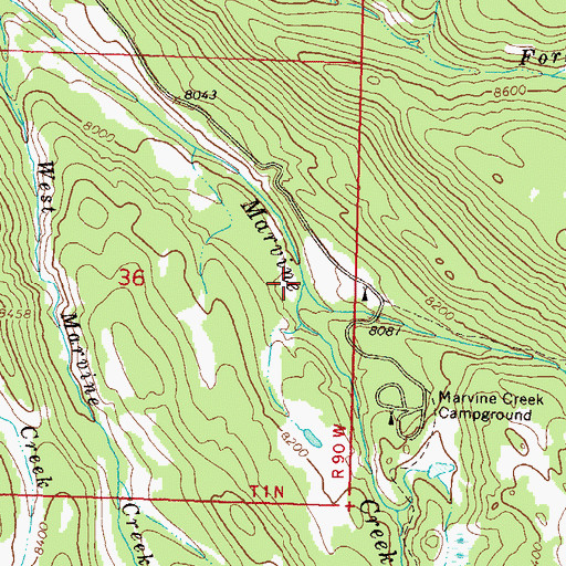Topographic Map of East Marvine Creek, CO