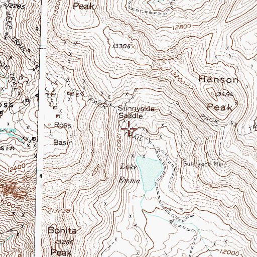 Topographic Map of Washington Mine, CO