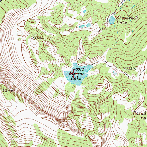 Topographic Map of Mirror Lake, CO