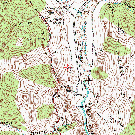 Topographic Map of Ideal Placer, CO