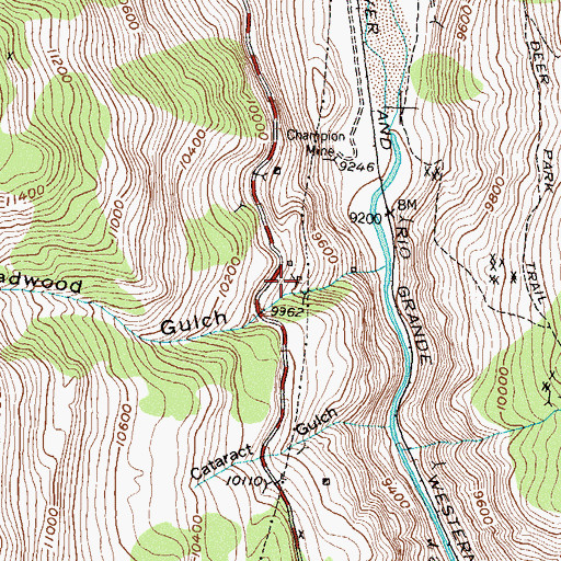 Topographic Map of Thunder Tunnel Mine, CO