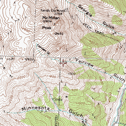 Topographic Map of Hoosier Boy Mine, CO