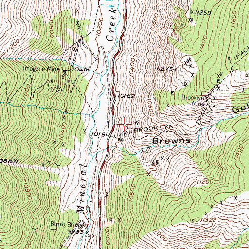 Topographic Map of Lower Browns Gulch Mine, CO